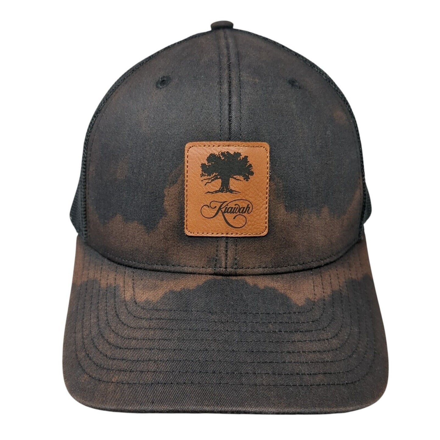 Kiawah Snapback Mesh Back Trucker Hat Black One Size Leather Patch