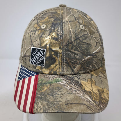 Home Depot Baseball Cap Brown One Size Camo American Flag Realtree Logo Hat