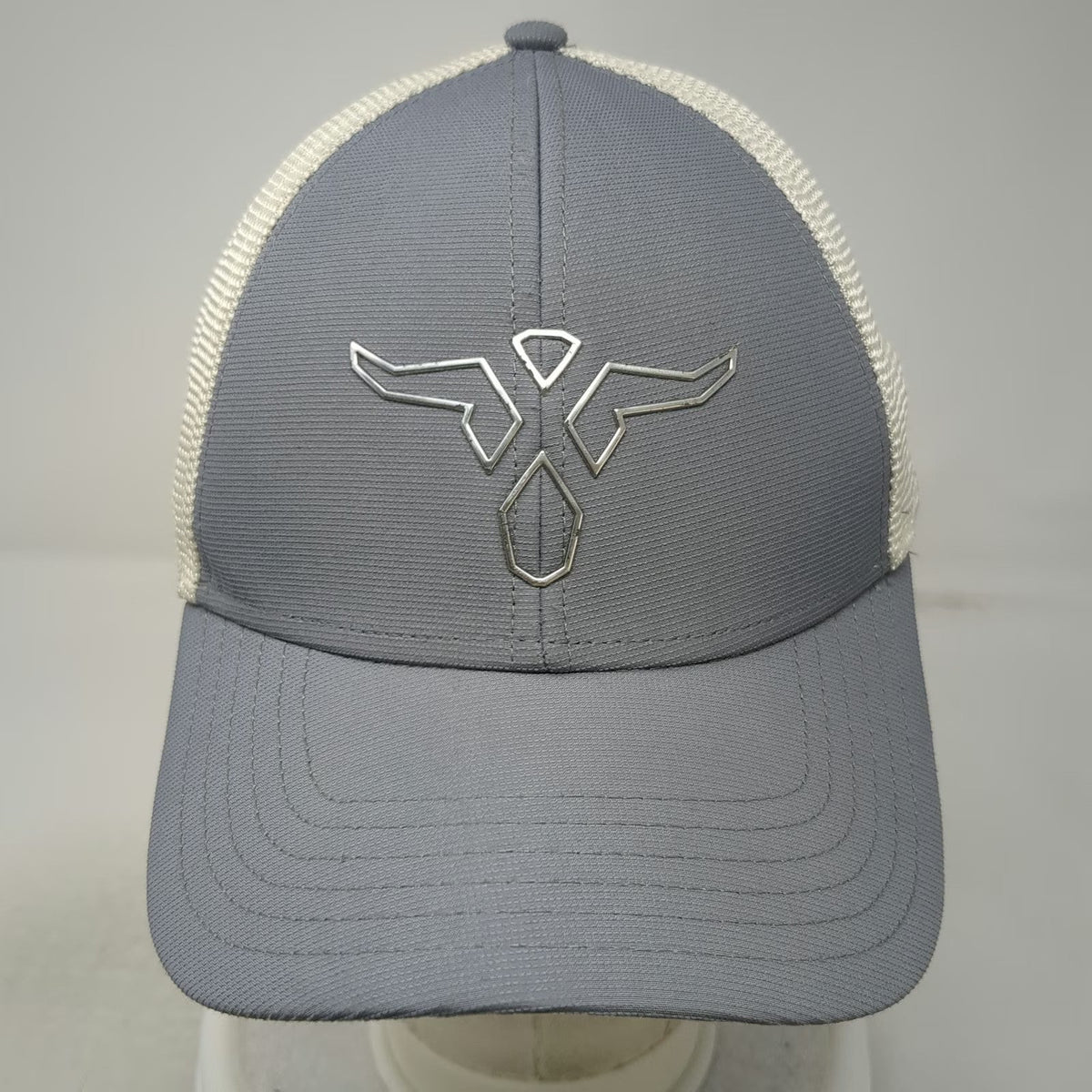 Wrangler Trucker Hat Gray One Size Mesh Snapback Metallic Longhorn Steer Logo