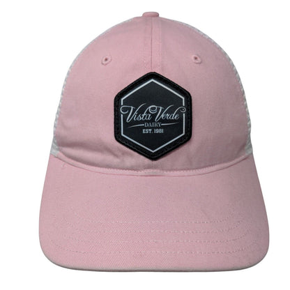 Vista Verde Dairy Patch Snapback Trucker Hat Pink Small Mesh Back
