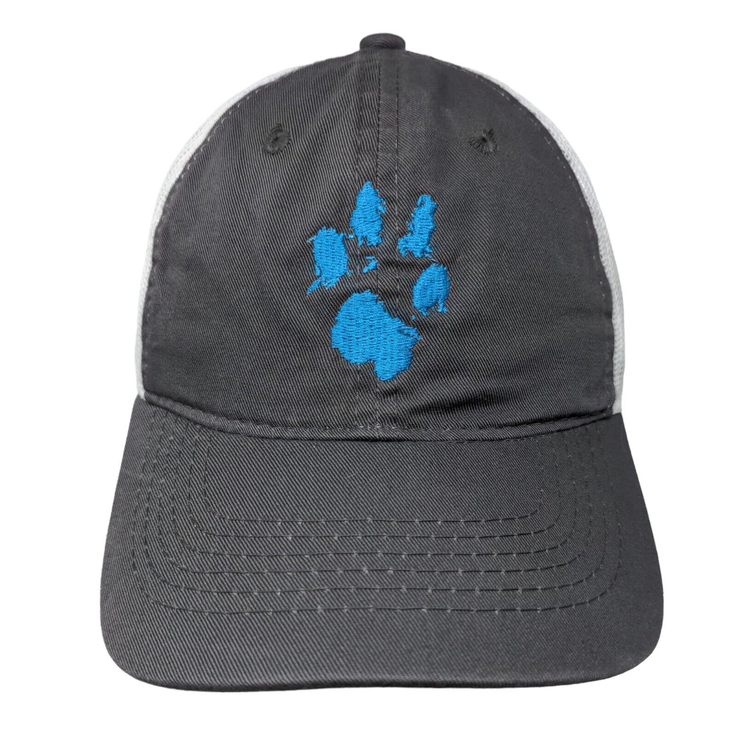Seaside Vets Paw Strapback Mesh Back Trucker Hat Gray OSFM Embroidered