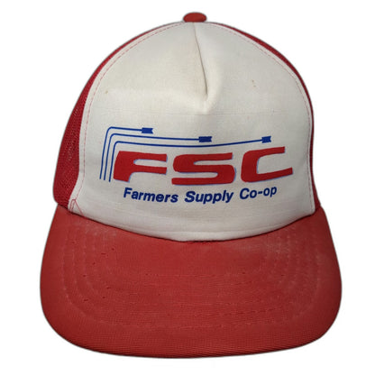 Farmers Supply Co-op FSC Logo Red Trucker Hat One Size Snapback Foam Mesh Cap
