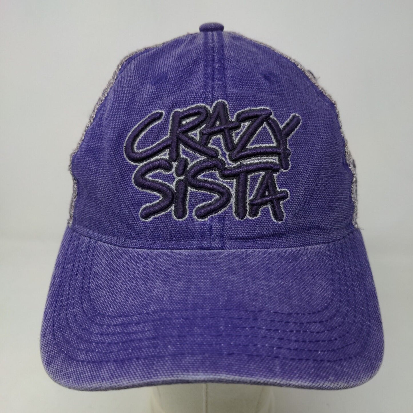 Legacy Women's Snapback Mesh Back Hat Purple Crazy Sista Embroidered Logo