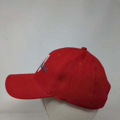 Florida Strapback Hat Red 58 cm Adjustable Embroidered Vented Holes 6 Panel
