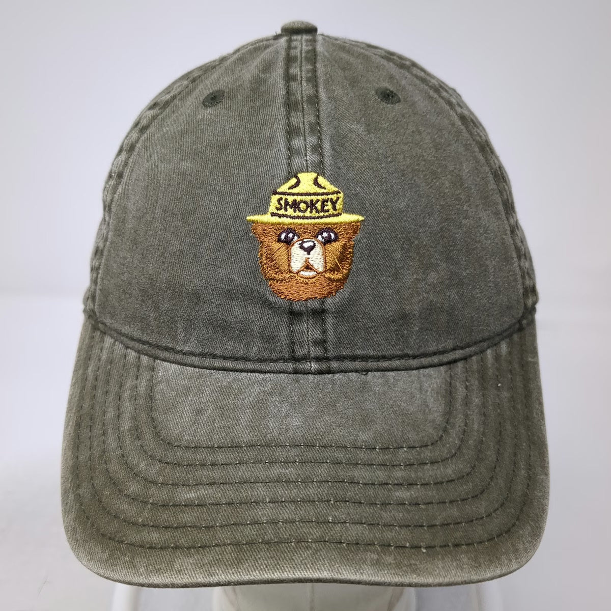 Mad Engine Baseball Cap Green OS Smokey Bear Embroidered Slideback Cotton Hat