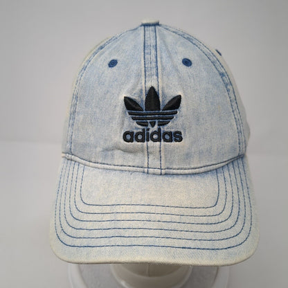 Adidas Slideback Baseball Cap Blue One Size Adjustable Embroidered Washed Denim