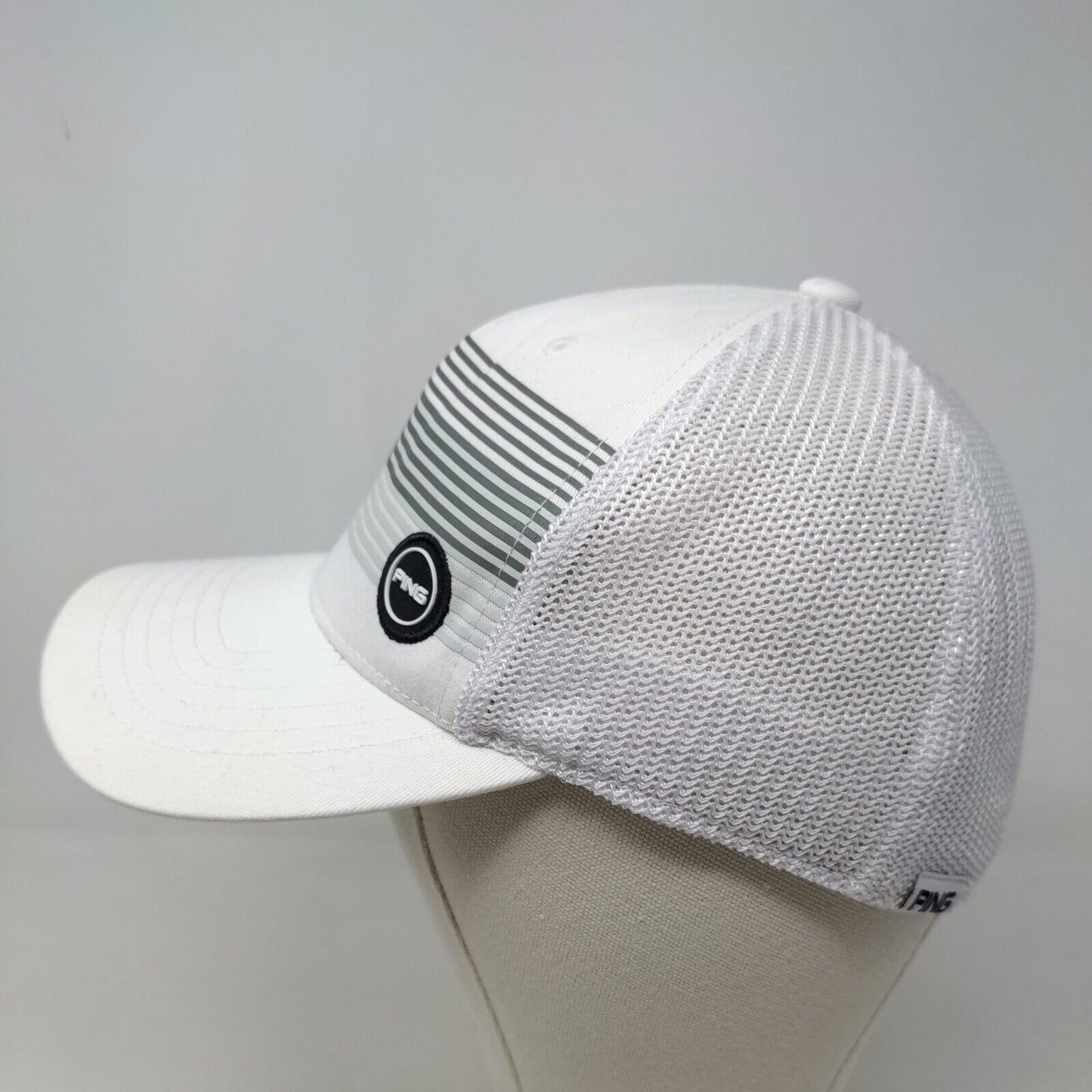 Ping Men's Fitted Mesh Back Trucker Hat White Size L/XL Embroidered Logo