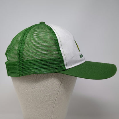 John Deere Trucker Hat Green White One Size Mesh Back Snapback Logo Farming Hat