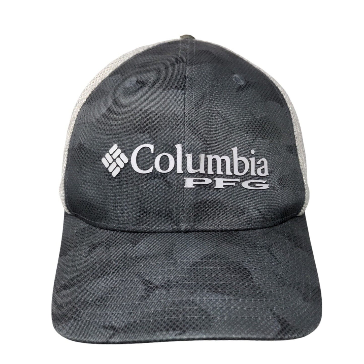 Columbia PFG Fitted Trucker Hat Gray Camo Performance Fishing Gear