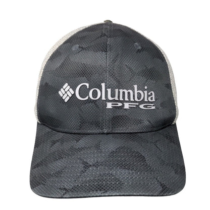 Columbia PFG Fitted Trucker Hat Gray Camo Performance Fishing Gear