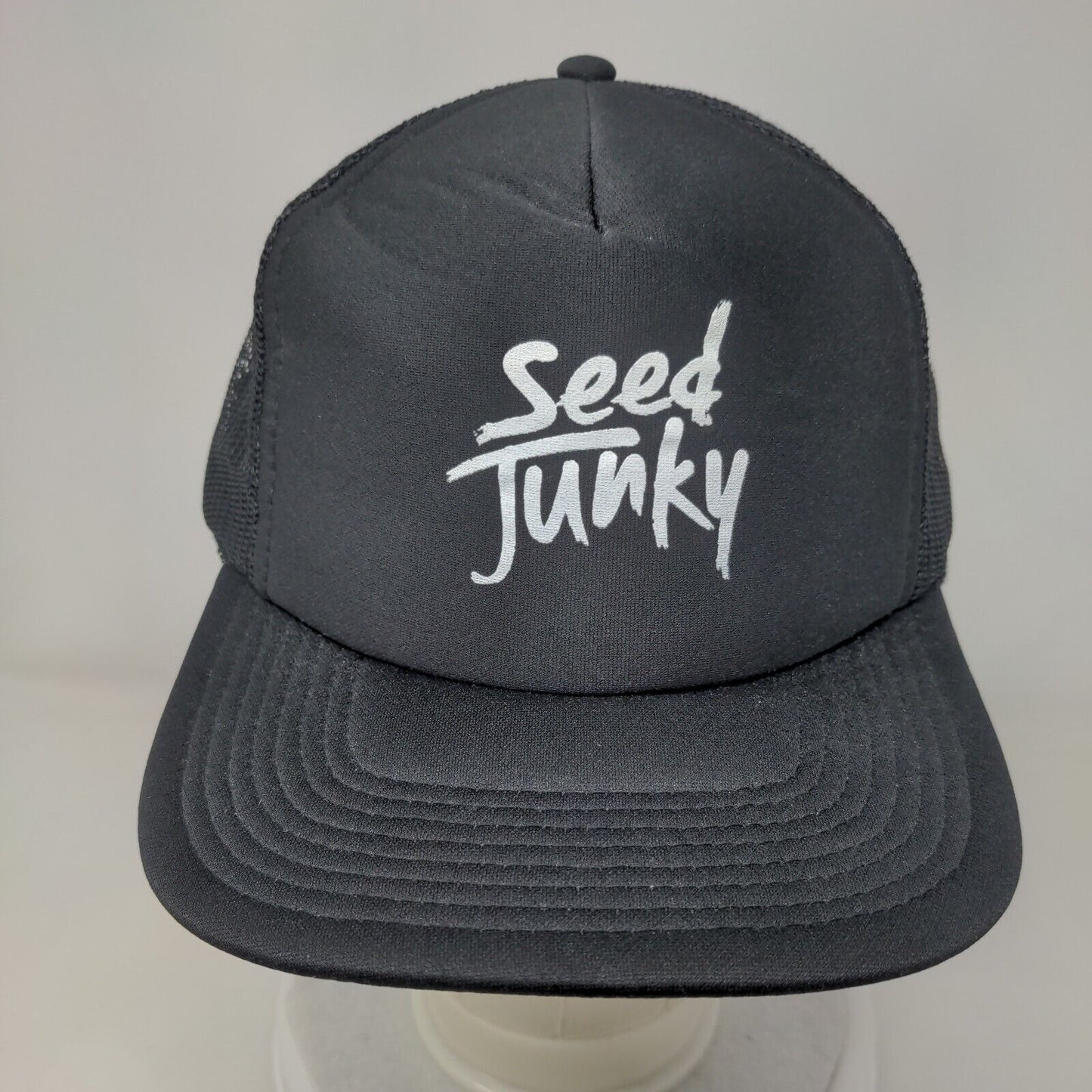 Seed Junky Snapback Mesh Back Trucker Hat Black OSFM Adjustable Otto