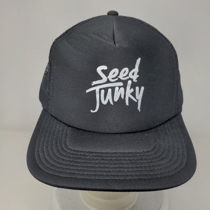 Seed Junky Snapback Mesh Back Trucker Hat Black OSFM Adjustable Otto