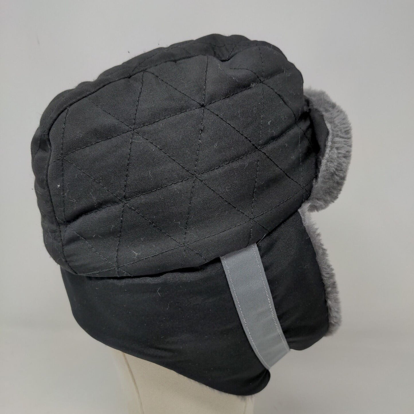Swiss + Tech Men's Trapper Hat Black Vegan Fur Ear Flaps 100% Polyester