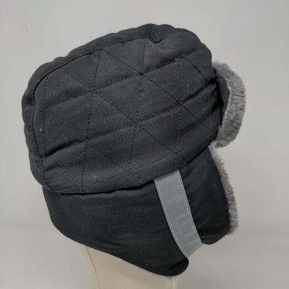 Swiss + Tech Men's Trapper Hat Black Vegan Fur Ear Flaps 100% Polyester