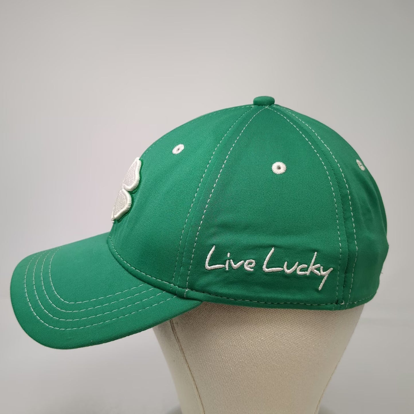 Black Clover Baseball Cap Green M Live Lucky Four Leaf Clover Stretch Fit Hat