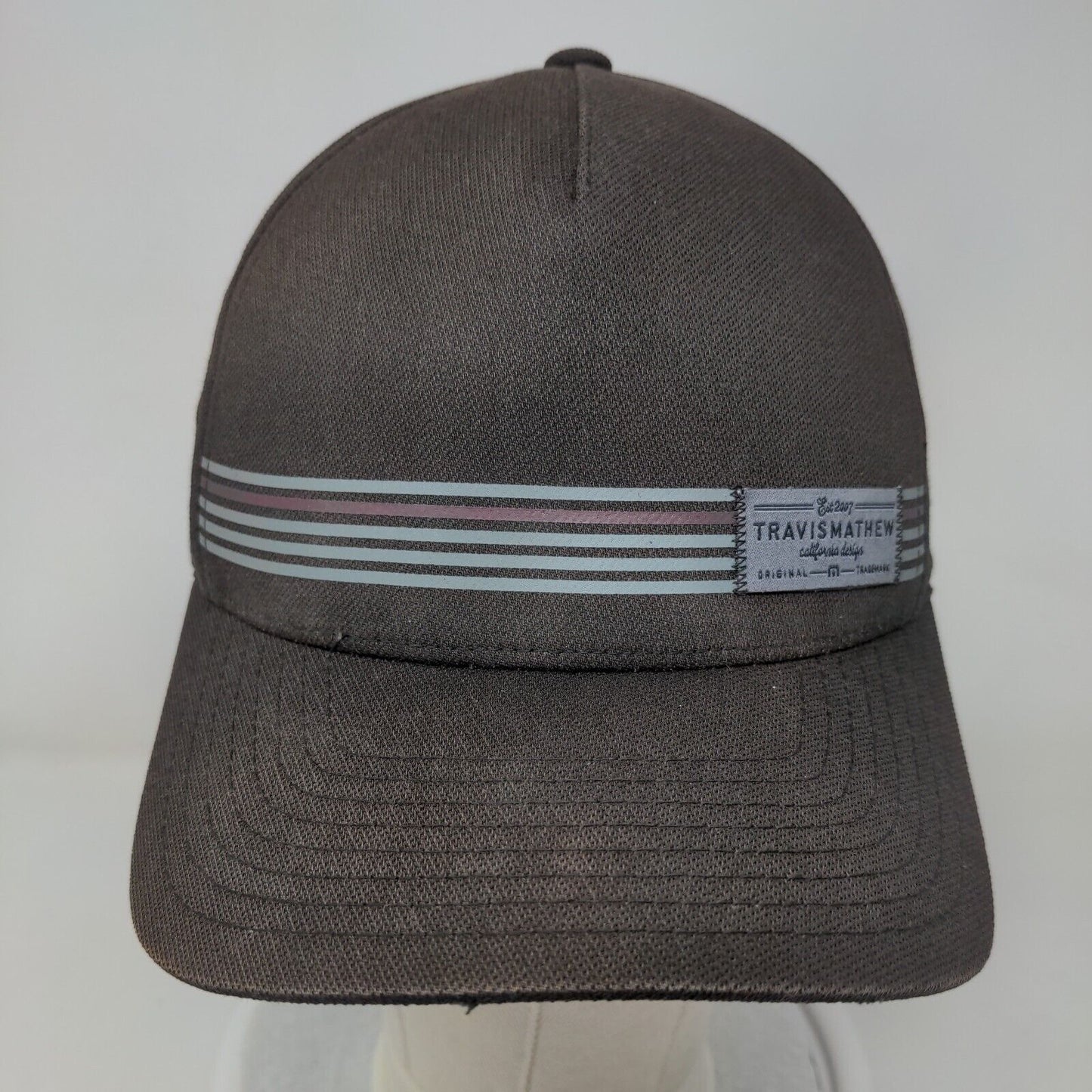 Travis Mathew Snapback Hat Black One Size Striped Trim Flexfit 110 Yupoong