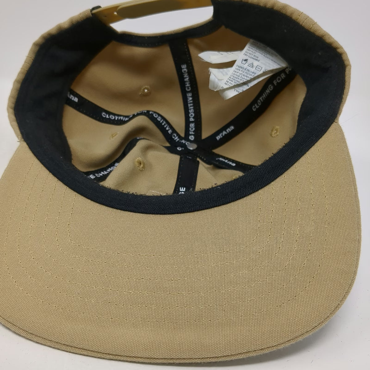 prAna Snapback Hat Beige One Size Get Lost To Get Found Mountain Patch Recycled