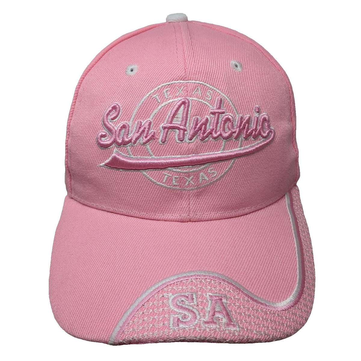 Pink Baseball Cap One Size San Antonio Texas SA Logo Embroidered Strapback Hat