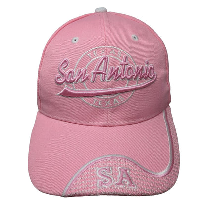Pink Baseball Cap One Size San Antonio Texas SA Logo Embroidered Strapback Hat