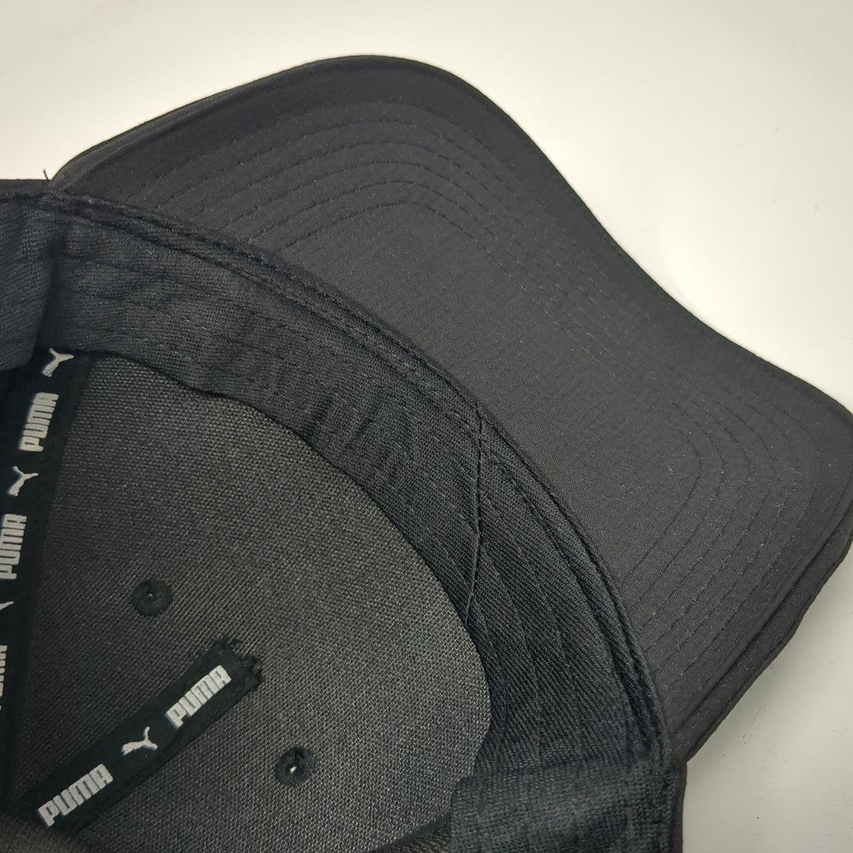 Puma 5 Panel Black One Size Iridescent Logo Slideback Stretch Athletic Sport Hat