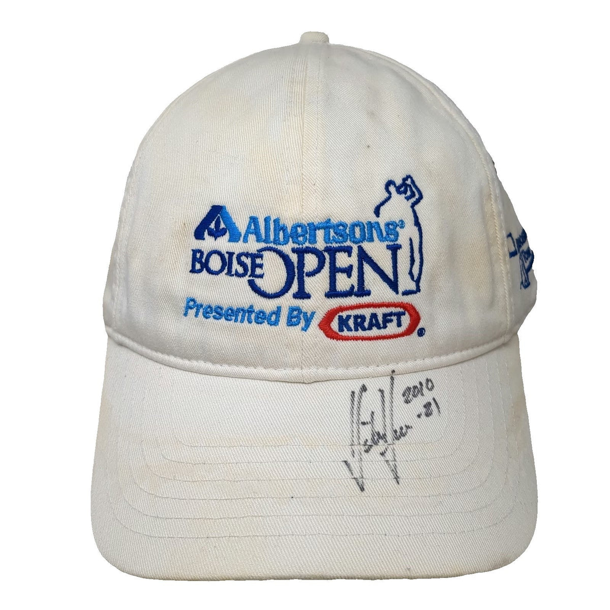 Ivory Albertsons Boise Open Golf Hat White One Size Baseball Cap Signed Kraft