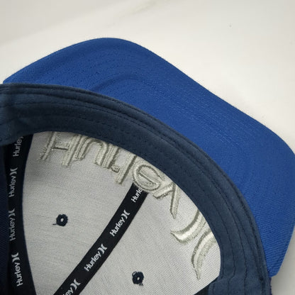 Hurley Snapback Blue One Size Silver Embroidered Logo Two Tone Baseball Cap Hat