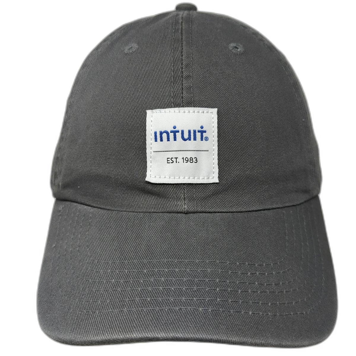 Quake City Caps Intuit Logo Patch Gray Baseball Cap OSFM Slideback Hat Cotton