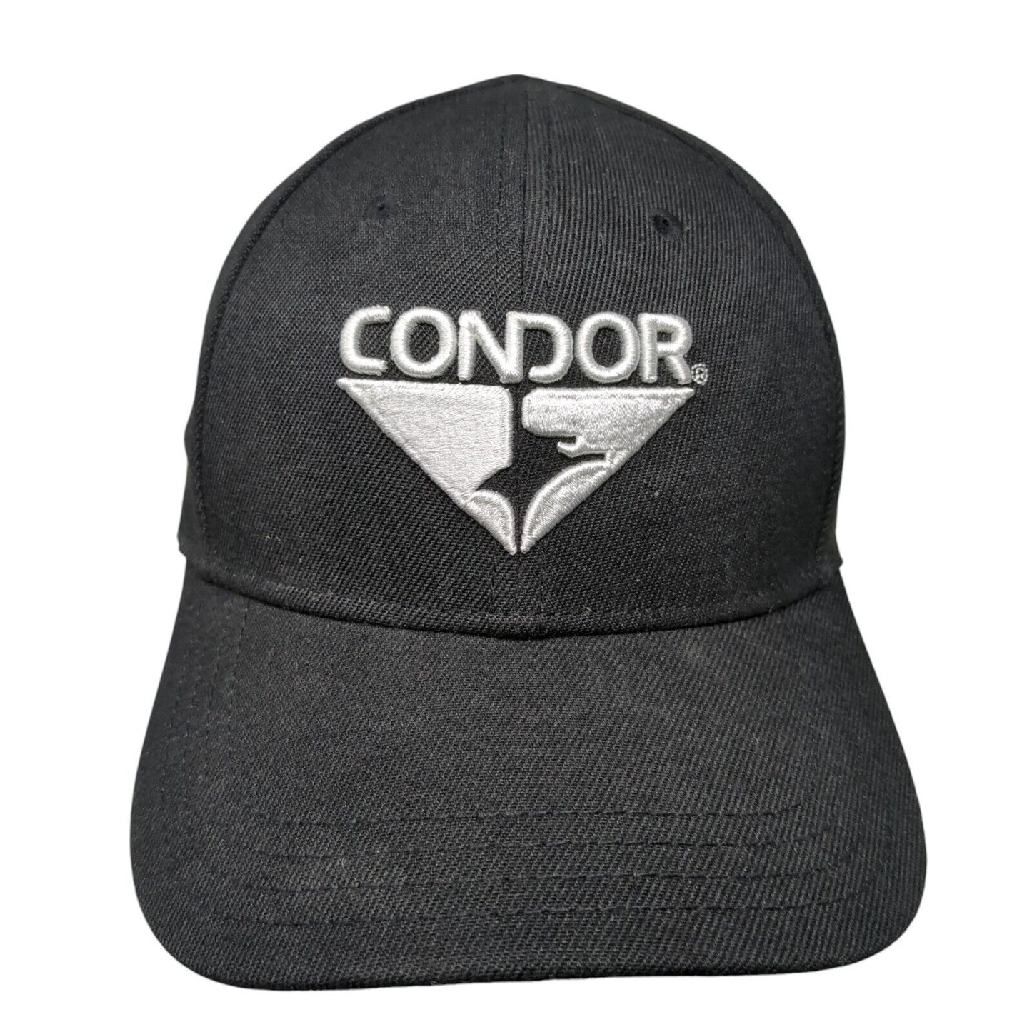 Condor Strapback Hat Black OSFM Adjustable Embroidered Solid 6 Panel