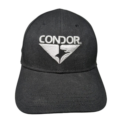 Condor Strapback Hat Black OSFM Adjustable Embroidered Solid 6 Panel