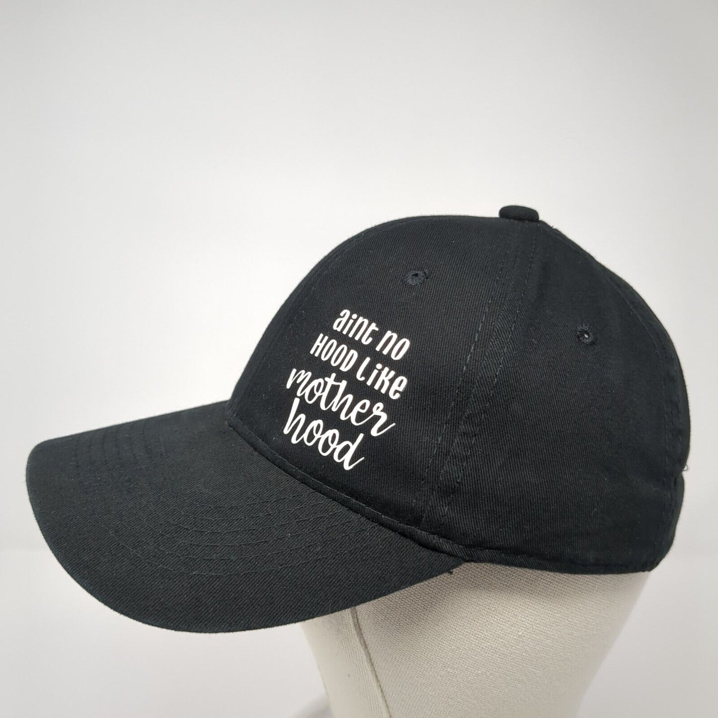 Aint No Hood Like Motherhood Strapback Hat Black One Size Adjustable George