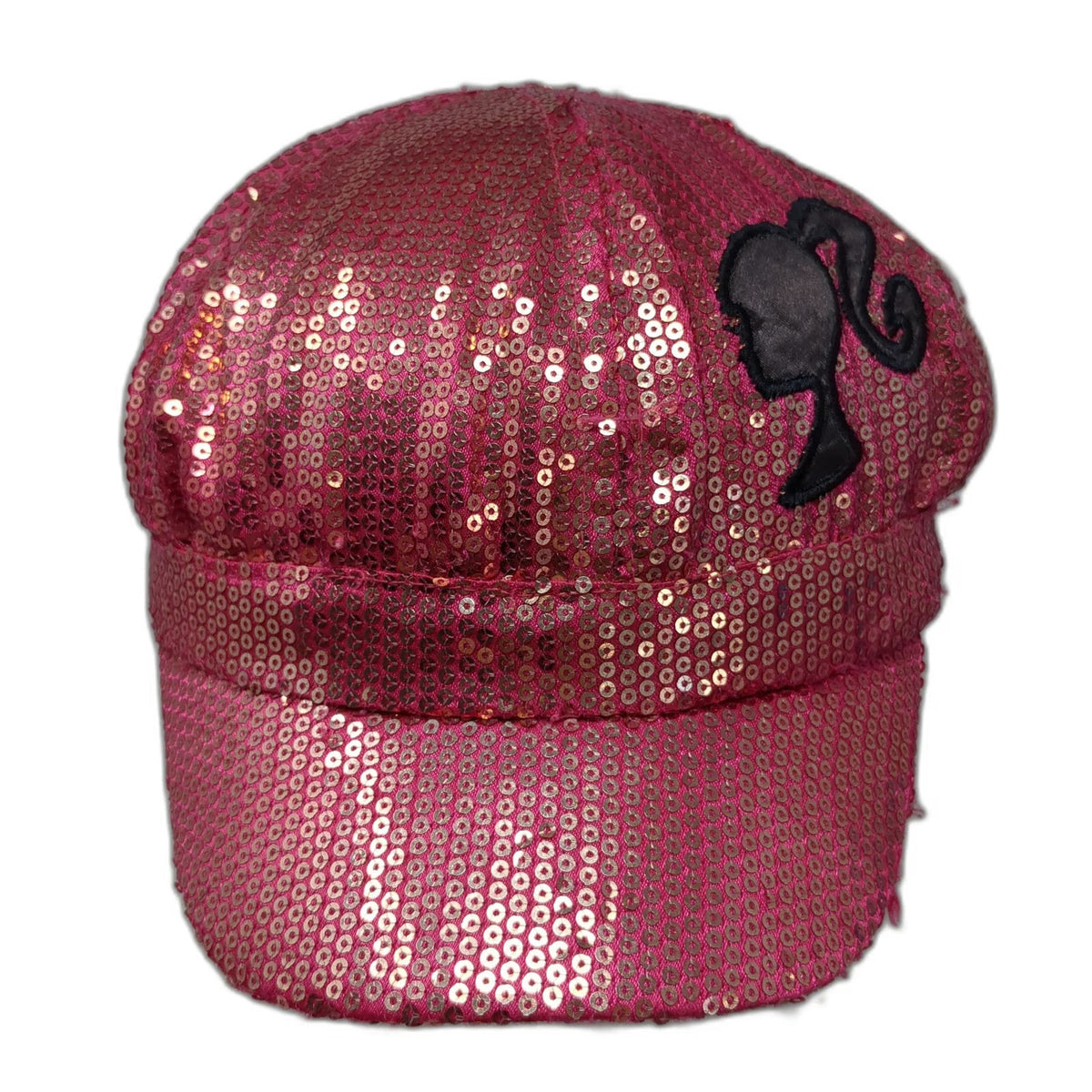 Barbie Army Cap Pink One Size Sequin Silhouette Logo Bling Sparkle Cadet Hat