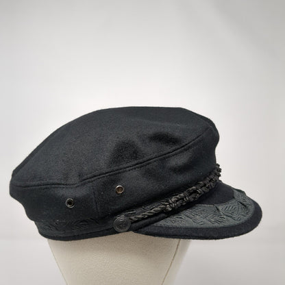 Nautilus Caps Greek Captain's Cap Wool Rope Black Size 7 3/8 Piraeus