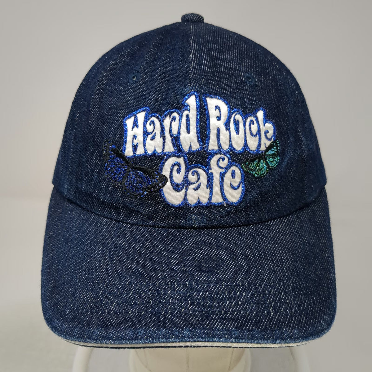 Hard Rock Cafe Baseball Cap Blue One Size Butterfly Denim Strapback Hat Logo