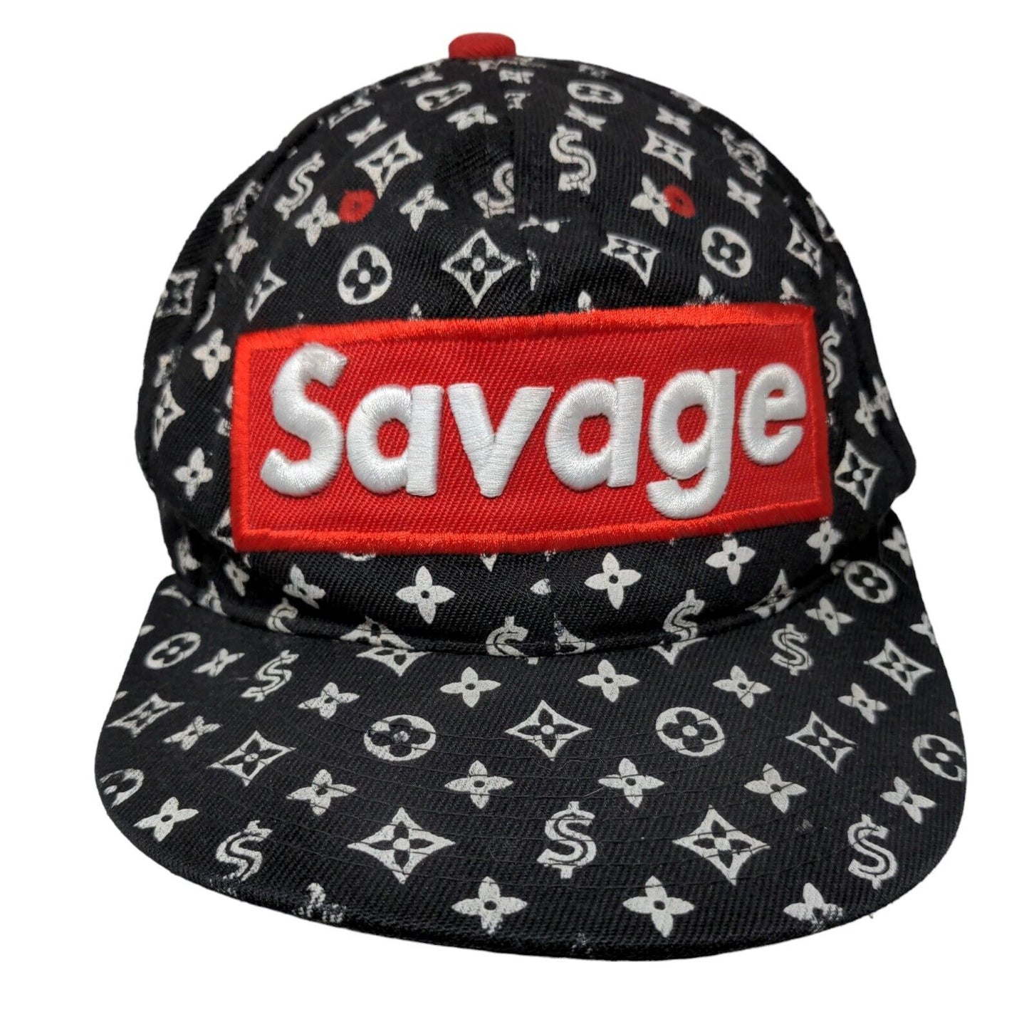 Savage Snapback Hat Black OSFM Adjustable Embroidered Malaki Fits Like A Crown