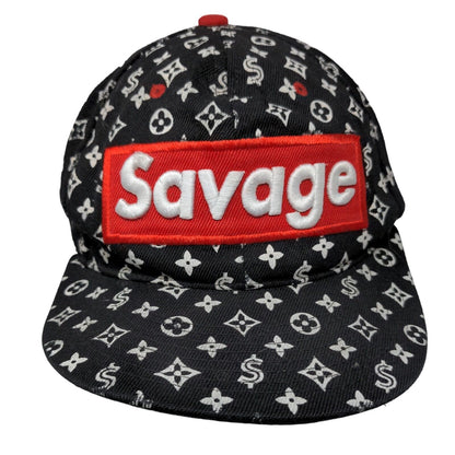 Savage Snapback Hat Black OSFM Adjustable Embroidered Malaki Fits Like A Crown