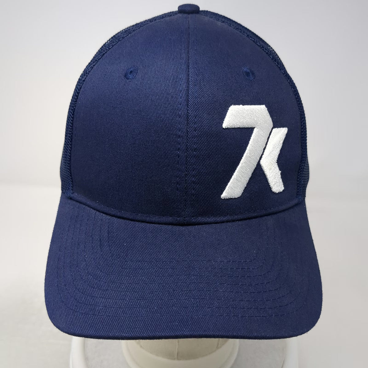 Port Authority Trucker Hat Blue One Size 7k Logo Mesh Snapback Curved Bill Cap