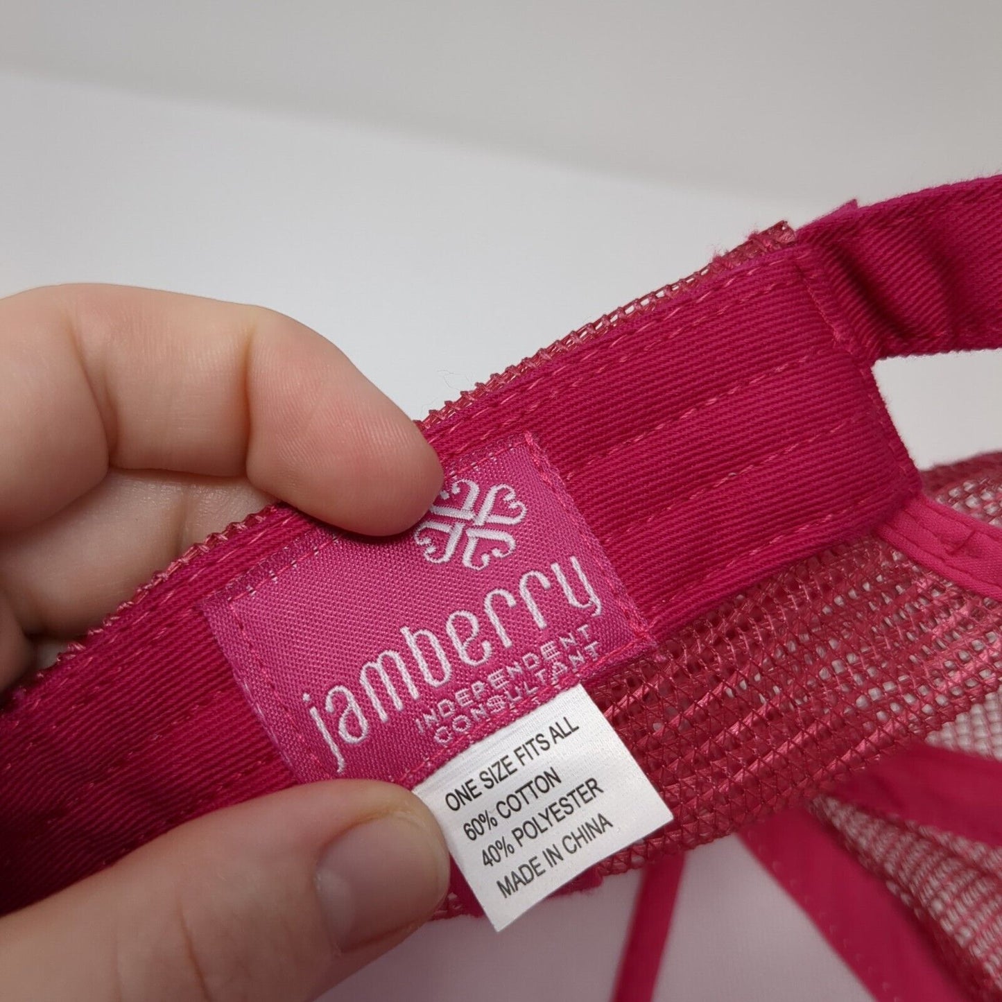 Jamberry Slideback Mesh Back Trucker Hat Pink OSFA Adjustable Embroidered
