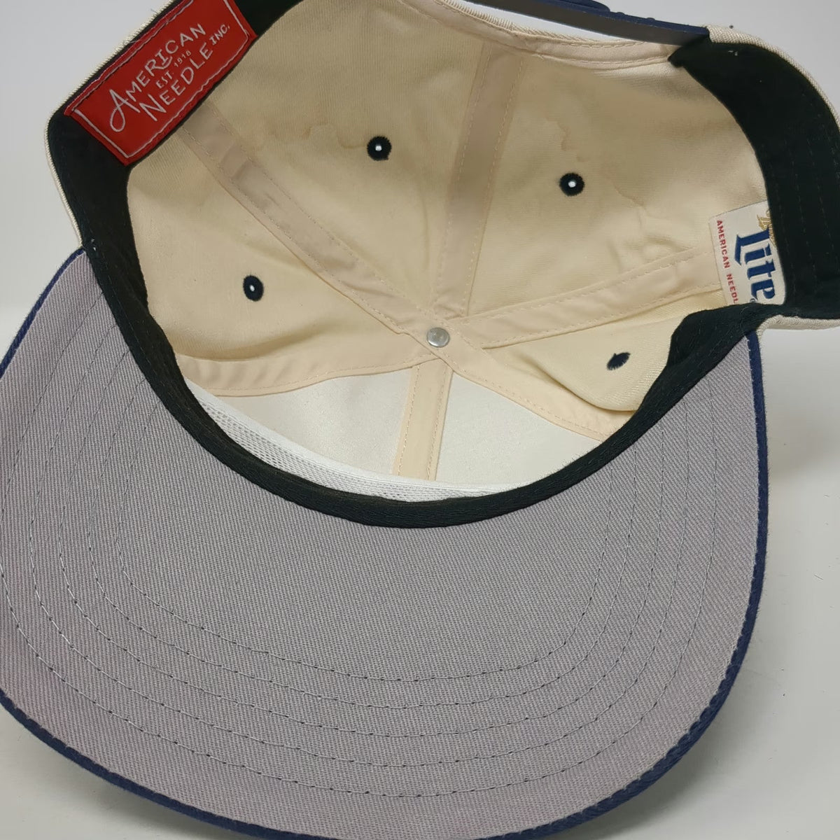 American Needle 5 Panel Miller Lite Football League Hat White One Size Blue