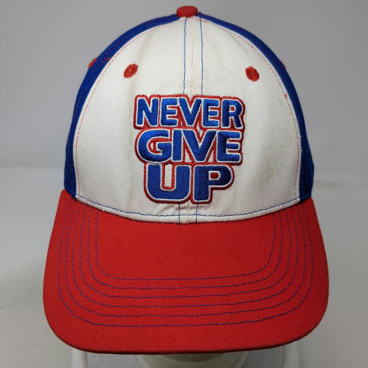 WWE John Cena Never Give Up Baseball Cap Blue Red White One Size Strapback Hat