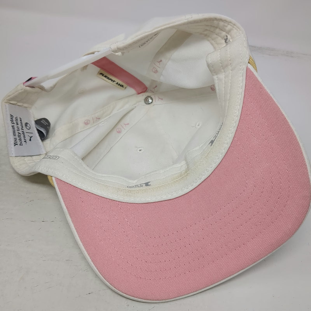 Puma 5 Panel Hat White One Size Arnold Palmer Drink Graphic Rope Pink Underbrim