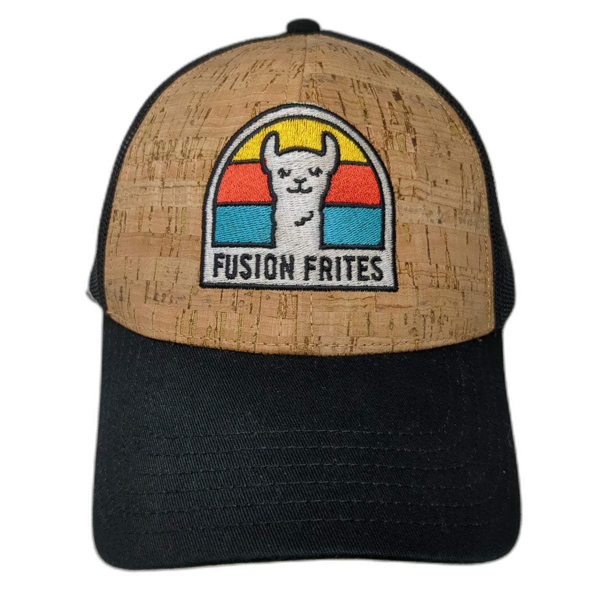 Otto Trucker Hat Brown One Size Cork Mesh Snapback Fusion Frites Llama Patch