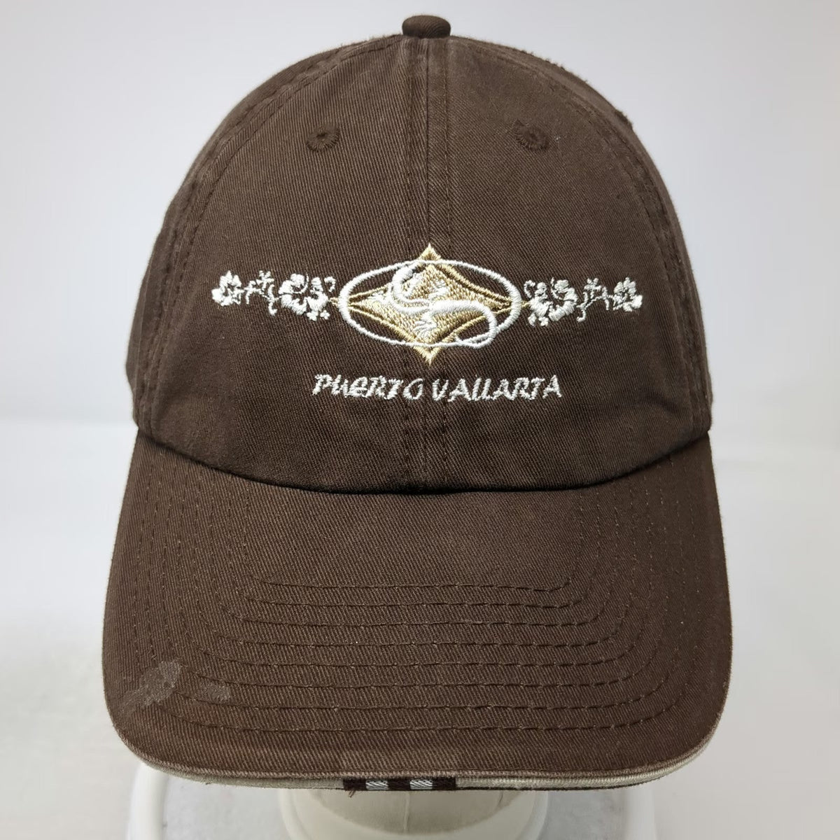 Invasion Baseball Cap Brown Gold One Size Puerto Vallarta Souvenir Hat Slideback