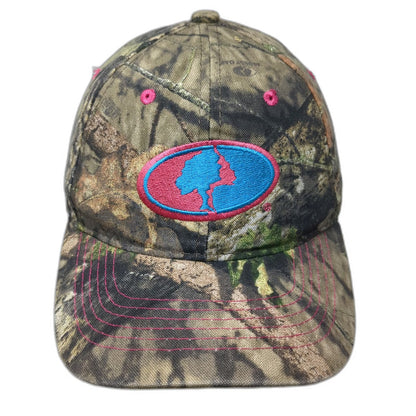 Mossy Oak Baseball Cap Brown One Size Camo Pink Blue Logo Strapback Hat Outdoor
