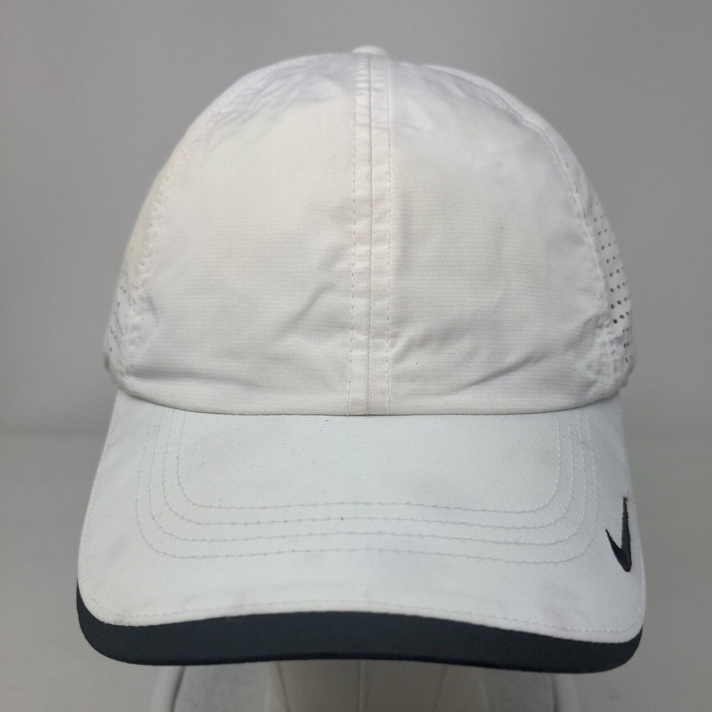 Nike Swoosh Strapback Hat White OSFM Dri-Fit Heritage 86 Laser Cut