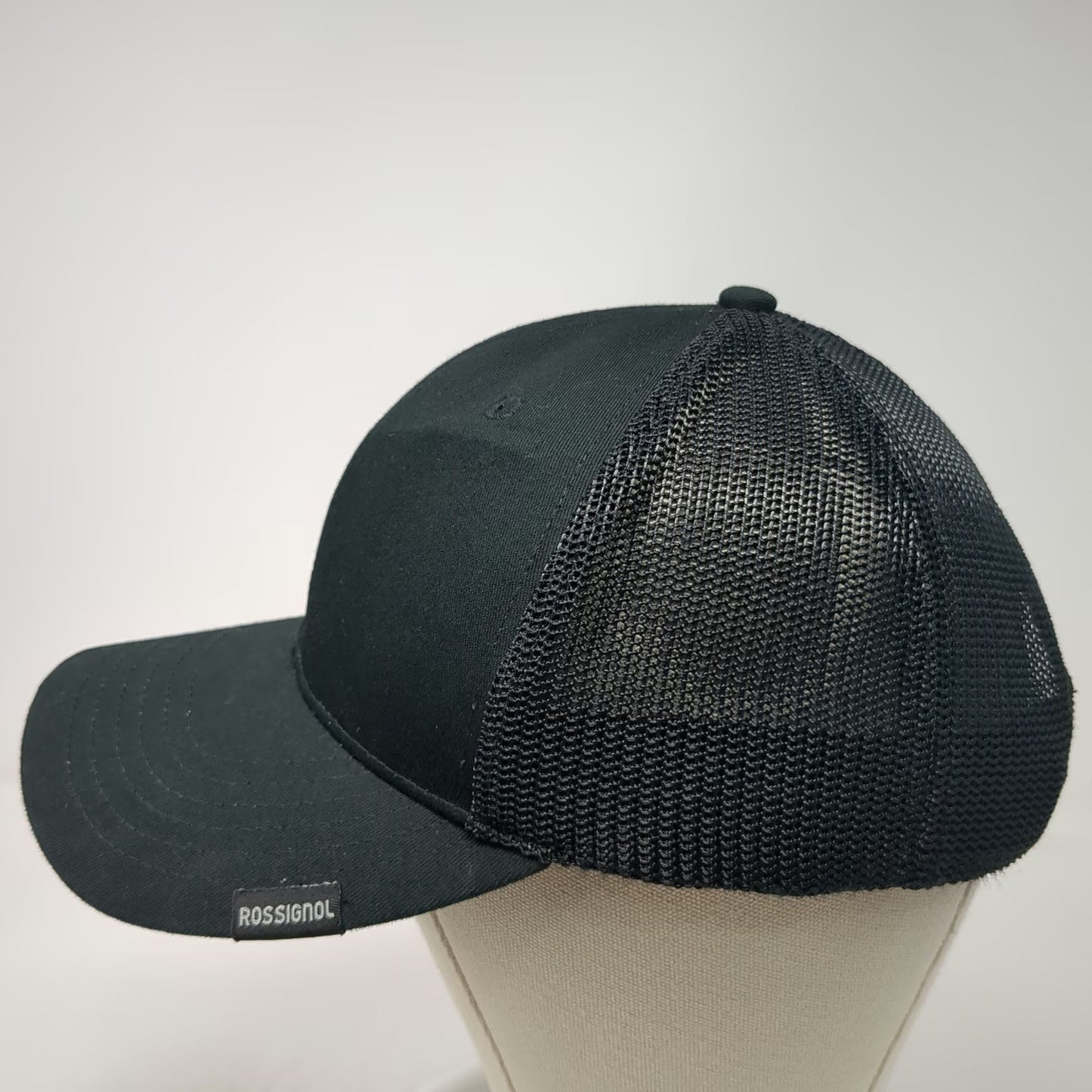 Rossignol Trucker Hat Black One Size Mesh Back Snapback Rubber Logo Patch