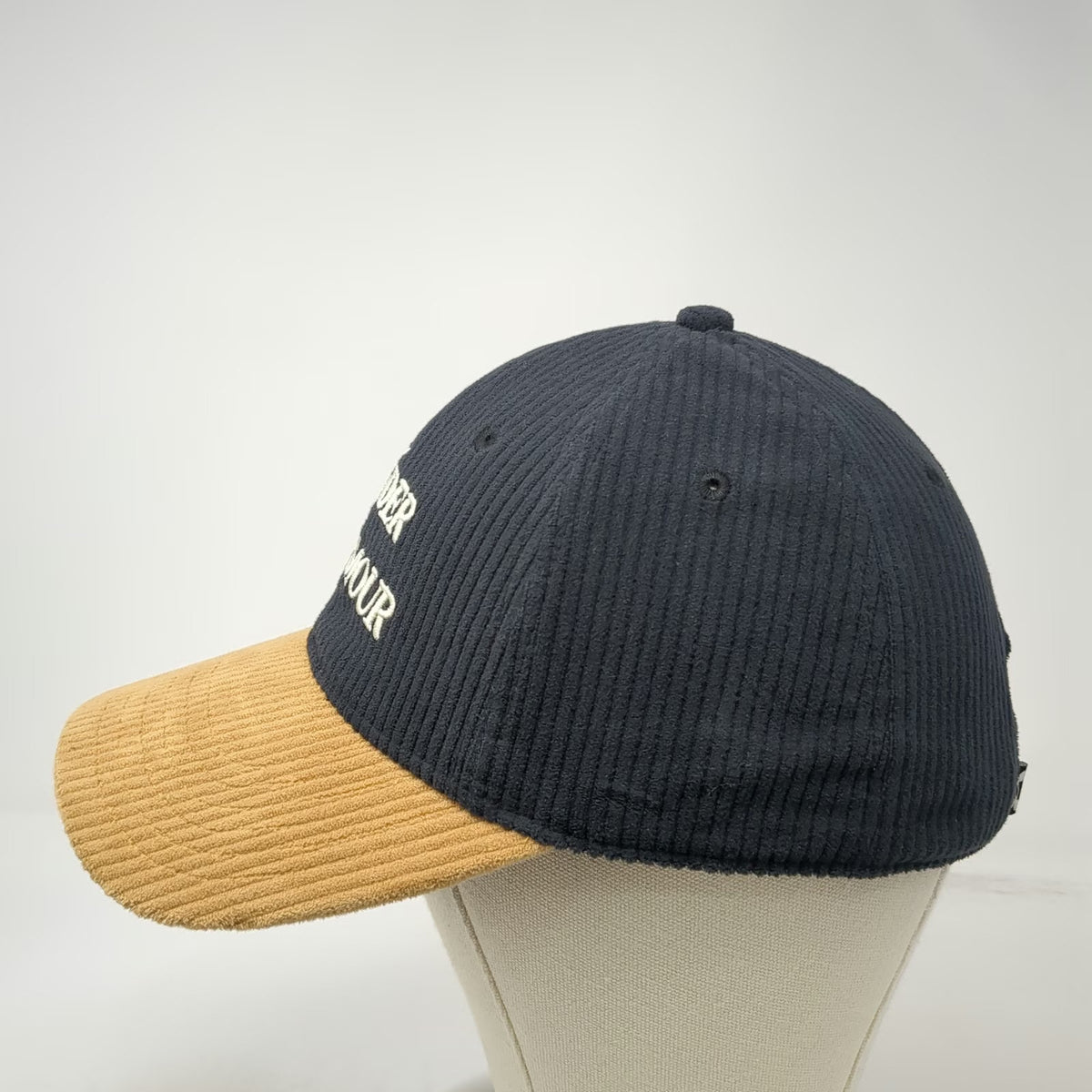 Under Armour Baseball Cap Black One Size Corduroy Script Slideback Two Tone Hat
