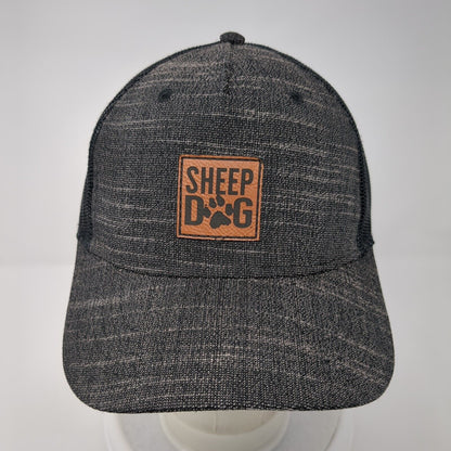 Sheep Dog Leather Patch Snapback Trucker Hat Gray One Size Mesh Back