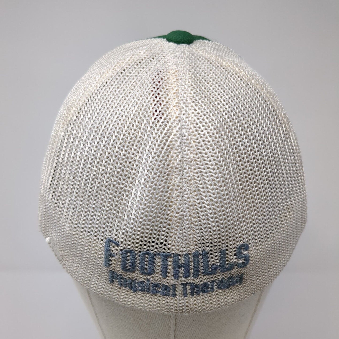 Foothills Fitted Mesh Back Trucker Hat Green 6 7/8-7 3/8 Embroidered