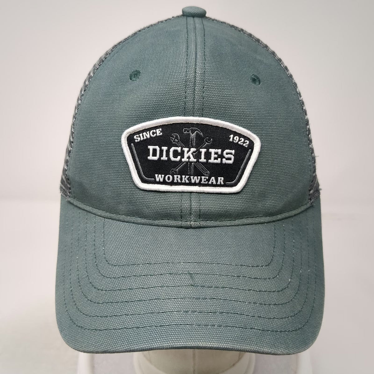 Dickies Trucker Hat Green One Size Mesh Snapback Workwear Logo Patch Gray Black