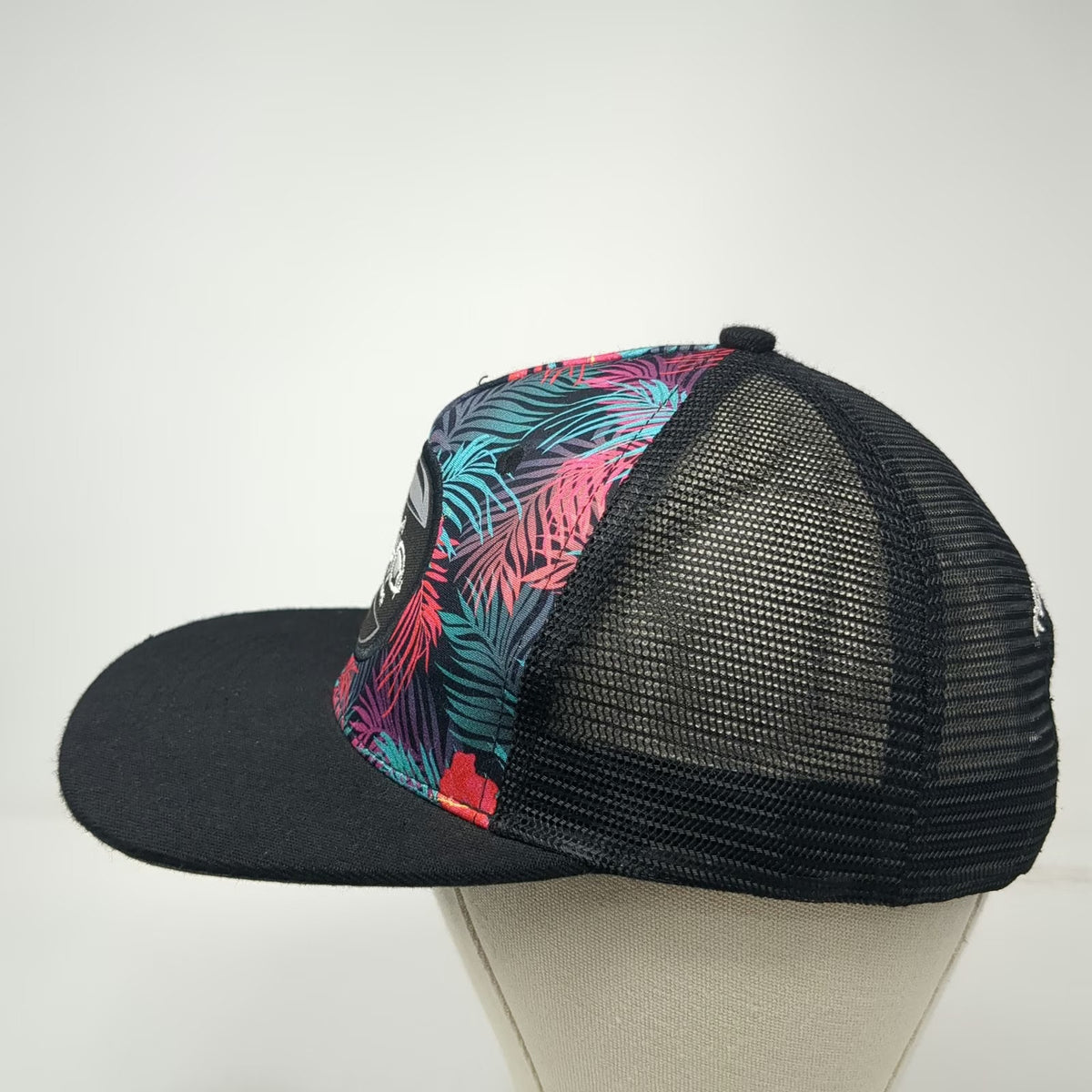 Tormenter Trucker Hat Black One Size Fish Skeleton Tropical Floral Print